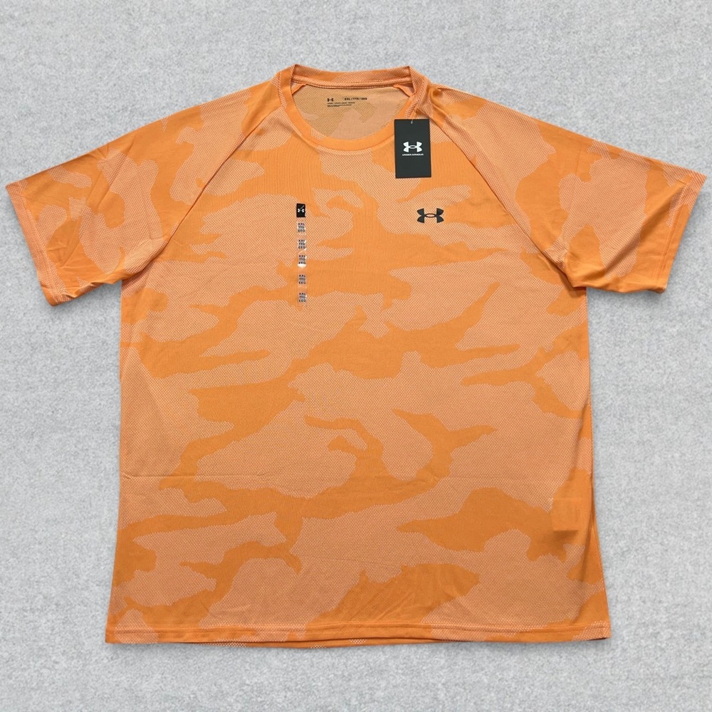 Under Armour Shirt Men's 2XL Orange Camo UA Velocity Jacquard Performance NWT